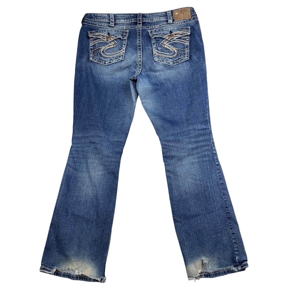 Silver Jeans Co Pioneer Distressed Bootcut Jeans Blue W1579SJ8398 Womens 18 L33 - Picture 10 of 13